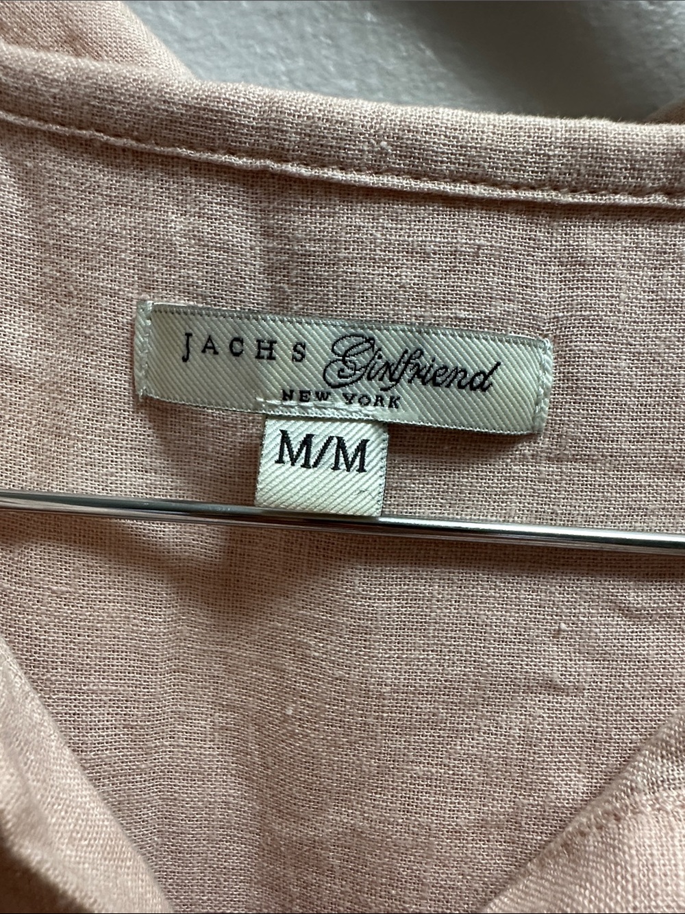 JACHS Girlfriend Linen Blend Tie Front Shirt Blush Pink M - Picture 6 of 7